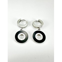 Gümüş Siyah Taş Detaylı Küpe